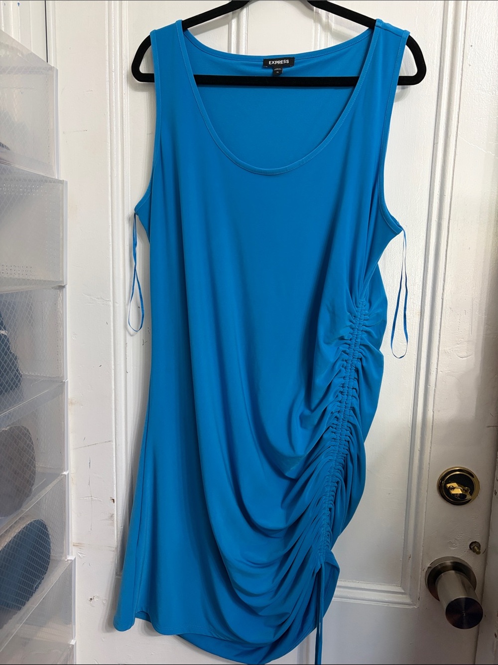 Express Bright Turquoise Ruched Tank Dress